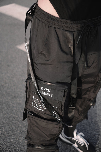 Techwear Cargo Pants, silk screen printed with the Logo Dxrk Eternity