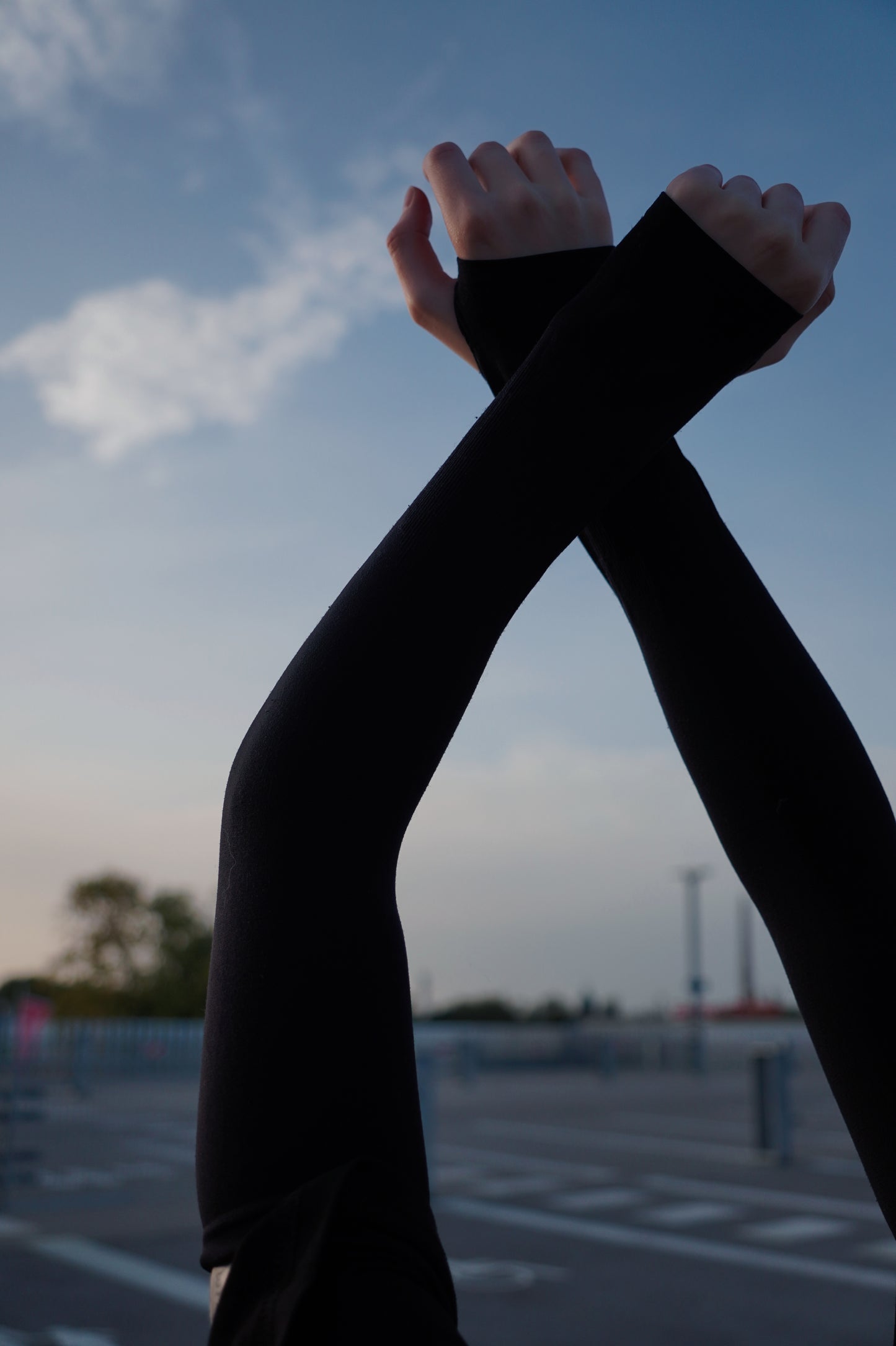 White women showcasing Black Arm Sleeves